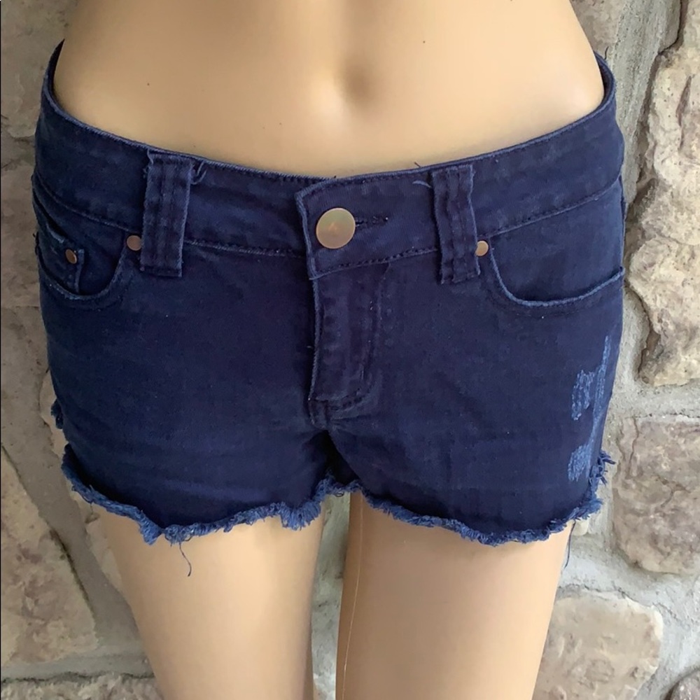FOREVER 21 | Dark Blue Distressed Jean Shorts
